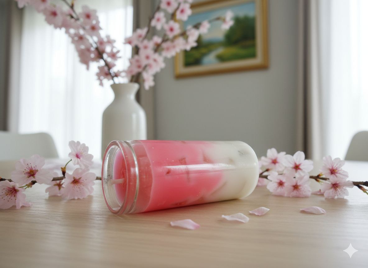 شمعة مشروب الساكورا